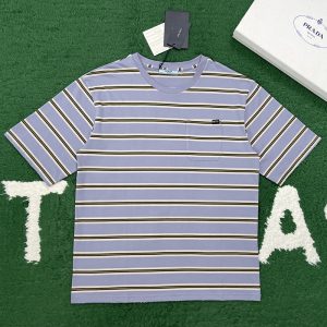 프라다 스트라이프 코튼 저지 티셔츠