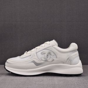 【GD공장】샤넬 메쉬 카프스킨 메탈릭 크루즈 스니커즈 화이트 실버