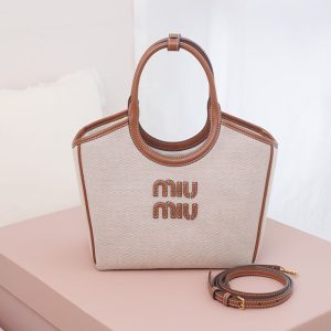 미우미우 아이비 캔버스 백 베이지 5BA284
