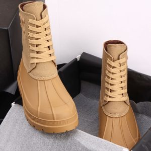셀린느 트리옹프 라일리 레이스업 부츠 캔버스 카라멜