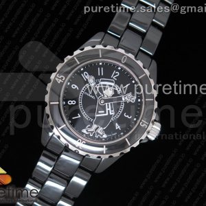 EAST공장 샤넬 J12 마드모아젤 38MM 블랙 세라믹브레이슬릿 솔리드백 J12 Mademoiselle Shanel 38mmBlack Korea Ceramic Black Dial on Bracelet A2824