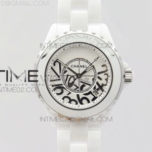 EAST공장 샤넬 J12 화이트세라믹 38mm 세라믹브레이슬릿 솔리드백 남성용 J12 38MM WHITE KOREA CERAMIC WHITE DIAL SILVER NUMERAL MARKERS ON BRACELET A2892