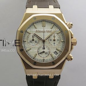 DD공장 오데마피게 로얄오크 크로노그래프 26240 로즈골드금통 화이트다이얼 가죽스트랩 텅스텐 Royal Oak Chrono 26240 RG Gain Weight V2 DDF 11 Best Edition Silver Dial On Brown Leather Strap Super Clone DD4401 (SW Dial)