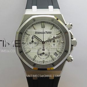 DD공장 오데마피게 로얄오크 크로노그래프 26240 스틸 화이트다이얼 러버스트랩 Royal Oak Chrono 26240 SS V2 DDF 11 Best Edition Silver Dial On Black Rubber Strap Super Clone DD4401