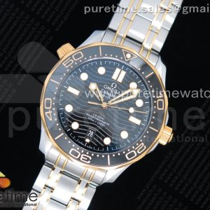 VS공장 오메가 씨마스터 다이버 300M 옐로우골드콤비 블랙다이얼 브레이슬릿 2018 Seamaster Diver 300M SSYG VSF 11 Best Edition YG Bezel Black Dial on SSYG Bracelet A8800