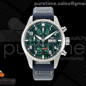 APS공장 IWC 파일럿 크로노그래프 388101 그린다이얼 블루가죽스트랩 Pilot Chrono IW388103 APSF 11 Best Edition Green Dial SA69385
