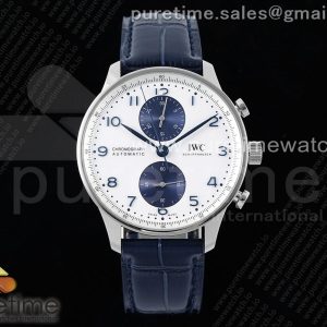APS공장 IWC 포르투기저 크로노그래프 3716 스틸 화이트블루다이얼 가죽스트랩 Portuguese Chrono IW371620 APSF 11 Best Edition WhiteBlue Dial on Blue Leather Strap A69355