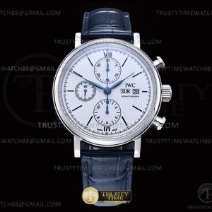 TW공장 IWC 포르토피노 크로노 스틸 화이트다이얼 블루마커 가죽스트랩 Portofino Chrono IW3910 SSLE WhtBlk Stk TWF A7750