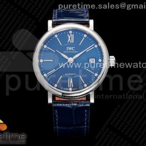 V7공장 IWC 포르토피노 스틸 블루 다이얼 가죽스트랩 Portofino 37mm SS V7F 11 Best Edition Blue Dial on Blue Leather Strap A2892