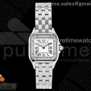 BV공장 까르띠에 팬더 22 스틸 화이트다이얼 다이아몬드베젤 브레이슬릿 Panthère 22mm BVF 11 Best Edition SS White Dial Diamonds Bezel on SS Bracelet Ronda Quartz