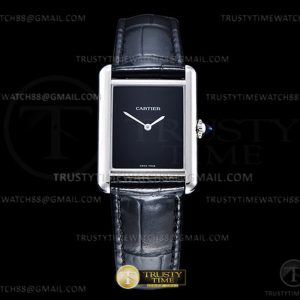 DR공장 까르띠에 탱크 머스트 라지 블랙다이얼 악어스트랩 Cartier Tank Must SSLE Black Swiss Qtz DRF