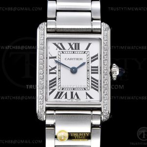K11공장 까르띠에 탱크 머스트 스몰 스틸 다이아몬드베젤 화이트다이얼 브레이슬릿 CAR0549B - Cartier Tank Must Small Dia SSSS Wht K11 Sw Qtz