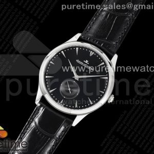 ZF공장 예거르쿨트르 마스터 울트라씬 스몰세컨즈 스틸 블랙다이얼 가죽스트랩 Master Ultra Thin Small Second SS ZF 11 Best Edition Black Dial on Black Leather Strap A896