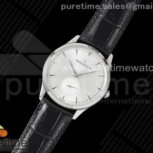 ZF공장 예거르쿨트르 마스터 울트라씬 스몰세컨즈 스틸 화이트다이얼 가죽스트랩 Master Ultra Thin Small Second SS ZF 11 Best Edition White Dial on Black Leather Strap A896
