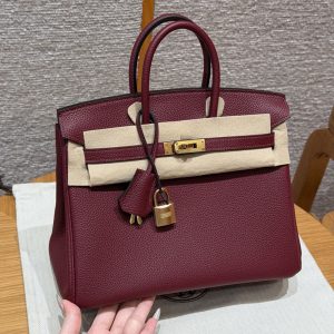 【수공】에르메스 버킨 25 토고 55 루즈 H