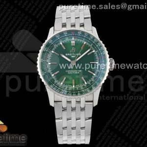TF공장 브라이틀링 내비타이머 41미리 스틸 그린다이얼 브레이슬릿 Navitimer Automatic 41mm SS TF 11 Best Edition Green Dial on SS Bracelet A2824