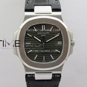 DD공장 파텍필립 노틸러스 5711 스틸 그레이다이얼 가죽스트랩 텅스텐 Nautilus 5711 Gain Weight DDF 11 Best Edition Gray Textured Dial On Black Leather Strap Super Clone DD324