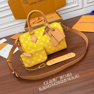 루이비통 스피디 P9 반둘리에 25 카프스킨 모노그램 레몬 옐로우 M24426