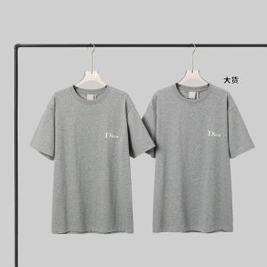 디올 로고 자수 코튼 저지 티셔츠