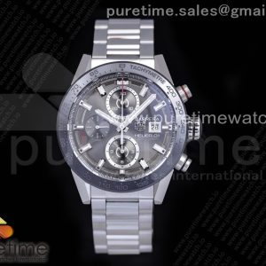 XF공장 태그호이어 칼리버호이어 그레이다이얼 43MM Calibre Heuer 01 Chrono SS XF 1:1 Best Edition Gray Dial on SS Bracelet Strap A1887