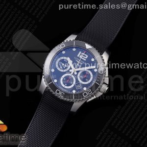 OX공장 하이드로콘퀘스트 크로노 블랙다이얼 러버스트랩 HydroConquest Chrono SS Black Ceramic Bezel Black Dial on Black Rubber Strap A7750