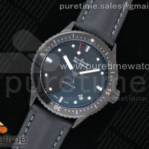 ZF공장 블랑팡 피프티패덤즈 바티스카프 세라믹 블랙다이얼 직물스트랩 Fifty Fathoms Bathyscaphe Black Ceramic Black Dial on Black Sail-Canvas Strap A1315