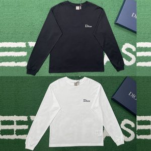 디올 자수 롱 슬리브 티셔츠