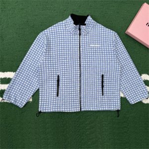 미우미우 깅엄 체크 플리스 자켓